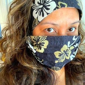 Aloha Face Mask Set Matching Button Headband
